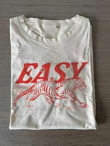 Vintage Retro Tiger T-Shirt, Vintage Distressed Tiger Shirt, Oversized Retro Tiger Tee, Grunge Indie Boho Shirt, Graphic Tee - trắng - Xem 2