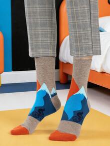 1/5 Pairs Unisex Cartoon Skateboard, Bicycle, Racing Car Graphic, Letter, Mountain Print Artistic Design Combed Cotton Crew Socks, Suitable For Travel, Home, Office, Holiday Gifts - Multicolor - View 11