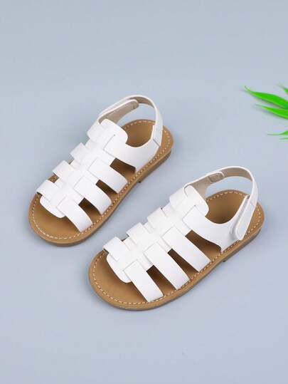 2pcs/Set Kids Sandals, Unisex, 2026 New Summer Style, Woven Princess Shoes Suitable For Little Girls, Soft Non-Slip Beach Shoes, Suitable For Summer Wear