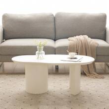 An Irregular White Tea Table, 100 Cm Long – Made Of High-Quality MDF. Painted Surface, Delicate Feel, Irregular And Elegantly Curved Top. - White - View 3