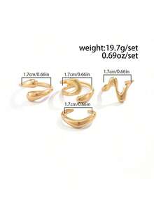 4pcs/Set Casual Minimalist Geometric Liquid Teardrop Metal Ring Set, Fashionable Punk Charm Jewelry For Men - Teardrop Ring - View 5