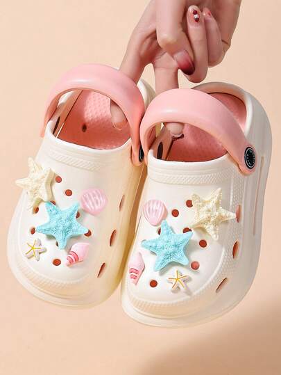 儿童女童厚底镂空凉鞋可爱沙滩凉鞋夏季花园鞋休闲室内外时尚女童舒适EVA软底幼儿/小童拖鞋