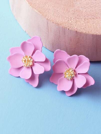 Pendientes de botón con flores vintage mate, elegantes y naturales, adecuados para uso diario o fiestas