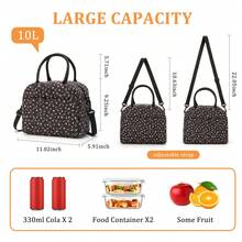 1pc Floral Pattern Insulated Lunch Bag, Quilted Thermal Lunch Tote, Food Storage Bag, Quilted Floral Handbag, Reusable Lunch Box, Leak-Proof Lunch Tote, Coquette Stylish Insulated Cooler Bag, Cute Lunch Tote, Large Capacity Reusable Thermal Cooler Bag, Home Storage Bag, Suitable For Work, Picnic Or Travel, School, Christmas Gift, Back To School Season - 蒙特內哥羅 - 查看 3
