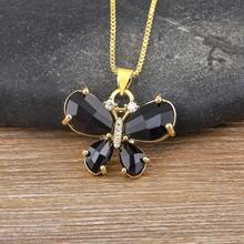 Classic Romantic Butterfly Crystal Zirconia Pendant Necklace 7 Colors For Women Girls Fashion Cute Aesthetic Clavicle Chain Jewelry - Pendant Necklace - View 10