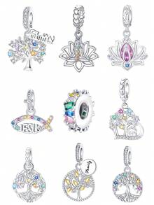 Silver-Plated Pendant With Artistic Lifestyle, Charm, Travel, Wealth And Money Motifs, Suitable For DIY Women's Jewelry - Silver - View 11