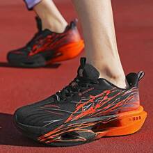 Unisex Fashion Versatile Convenient Rotary Buckle Sports Casual Running Shoes, Shock-Absorbing Carbon Plate Running Sneakers - Orange - View 8
