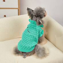 Puppy Knit Sweater Warm Retro Ruffled Collar - Cadet Blue - View 3