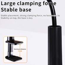 1pc Adjustable Phone Holder, 70cm Flexible Arm, 360° Rotatable Dual Clip Stand, Plastic Screw Base, Suitable For Desk, Bedside, Live Streaming, TV And Slouchy Use - Black - View 9