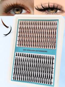 Rikuaild New 240 Pcs D CurI Brown+Black Spiky Fairy Manga Lashes 12-20mm Spiky Lash Extension Soft Wispy Thick Lash Clusters Dramatic Volume Eyelash Fairy Cosplay Suitable For Eid Holiday Party Wedding Bridesmaid Travel Vocation Beach Seaside Makeup - D - View 1
