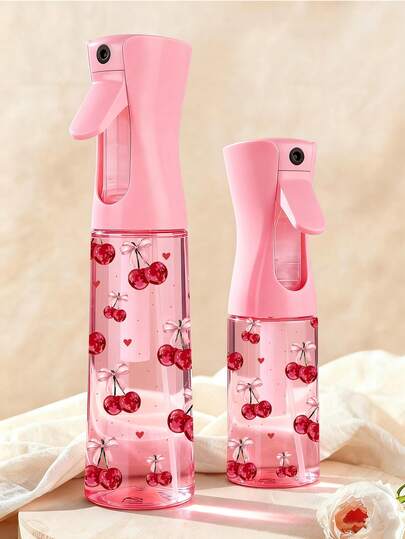 Botella de spray de viaje recargable con patrón de cereza, botella de spray de alta presión profesional con atomización, 200ml/300ml de alta presión con pulverización continua y automática, herramienta para el peinado, productos y accesorios para el cuidado del cabello, artículos esenciales de viaje para salones de belleza, botella de spray multifuncional