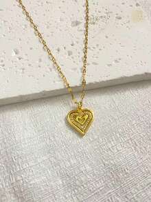 1件时尚铜锆石吊坠项链，适合女性日常佩戴或作为斋月礼物 - 金色 - 查看 4