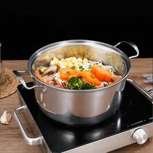 3 Set Stainless Steel Induction Pot With Glass Lid,Suitable For Induction, Vitality, Cooking Pot Compatible With All Heat Sources - Silver - View 4