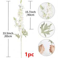 1/2/4支装 - 33.5英寸 - 白色满天星仿真花，翠雀花丝绸花，长茎风信子仿真花，质感逼真，适用于婚礼、家居、户外派对花艺布置、桌面装饰、花园、酒店、酒吧、厨房、壁炉花瓶装饰、秋季派对用品、DIY拱形花环装饰、女孩礼物 - 白色 - 查看 10