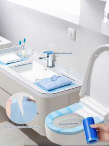 Disposable Toilet Pad Isolation Film, Dirt Isolation, Anti Fouling, Switch, Water Pipe, Bathroom Sticker, Stain Isolation, Disposable Isolation Blue Film, Anti Fouling Film, Travel Toilet, Sink, Small Roll Anti Fouling Film, Protective Film, Isolation Film, Hotel, Travel, Business Trip, Travel, Essential - Multiple Styles - View 2
