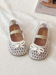 2026新款女童平底鞋，1双舒适女童平底鞋，可爱公主风婴幼儿鞋，时尚女童户外正装鞋，柔软休闲鞋 - 米色 - 查看 4