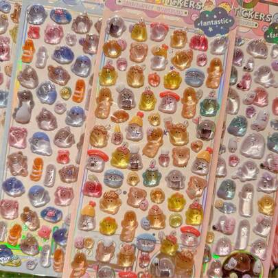 新款幽灵家族浮雕水晶贴纸，卡通手机装饰贴纸