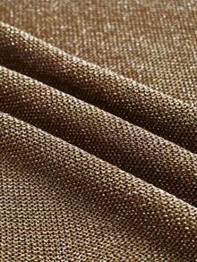 优雅女士无袖圆领针织上衣，饰有闪亮装饰和流苏下摆 - 金色 - 查看 4