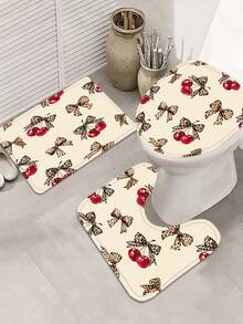 Bộ 1/4 rèm tắm họa tiết báo đốm anh đào - Rèm cửa sổ phòng tắm sang trọng với khoen kim loại phía trên, chất liệu vải có thể giặt máy, thích hợp cho phòng tắm, xe RV, trang trí ngày lễ - Sử dụng quanh năm, kích thước 70.8x70.8 inch, trang trí nhà cửa cho ngày Valentine. - A - Xem 7