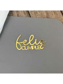 1/3/6pcs Gold Acrylic Spanish Happy Birthday Cake Toppers, Suitable For Birthday Party Cake & Dessert Decorations - Gold - View 10