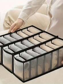 可折叠内衣袜收纳盒、衣柜抽屉整理盒、可折叠内衣收纳箱、洗衣袋、衣物收纳袋、防水袋、衣物整理器、衣物收纳袋、旅行必备品、旅行收纳包 - 黑色 - 查看 4