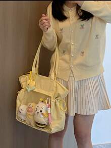 Túi đeo vai kiểu Nhật Bản bằng nylon trong suốt hình búp bê bắp rang bơ, dung tích lớn, thích hợp sử dụng hàng ngày, đi làm, họp mặt, cosplay, làm quà tặng, túi đeo chéo cho nữ. - Màu vàng - Xem 12