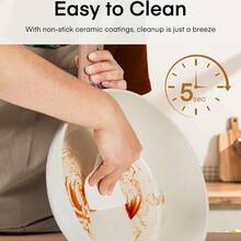 15pcs Ceramic Pots And Pans Set, Non-Stick Cookware Sets, Kitchen Induction Cooking Set With Pizza Pan, Food Steamer, Saucepans, Frying Pans (White) - White - View 4