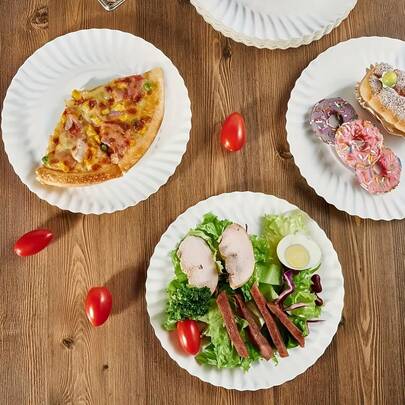 200 قطعة/100 قطعة من الأطباق الورقية الدائرية القابلة للتخلص منها - مثالية للحفلات والشواء والمناسبات والاستخدام اليومي، مناسبة تماما للسلطات والحلويات وأكثر من ذلك