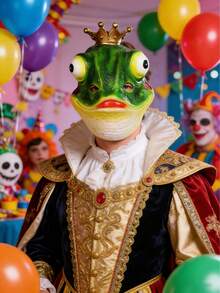 青蛙王子面具，嘉年华化装舞会酒吧，趣味化装舞会表演道具，恶作剧和有趣的头饰 - 彩色 - 查看 10