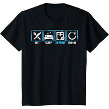 Camiseta de regalo tecnológico de impresora 3D con filamento repetido de impresión 3D Eat Sleep - Negro - Ver 1