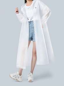 加厚可重复使用连帽抽绳轻便防水雨披，成人、学生适用，便携式应急雨衣，适合学校、办公室、家庭、旅行、徒步、女性户外服装、节日必备户外配件 - 彩色 - 查看 18