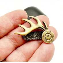 1 Handmade Pure Copper Deer Antler Hat Clip - Gold Metal Edge, Textured Non Slip Base, Durable Hunting Accessory, Exclusively Made For Outdoor Enthusiasts And Fathers - Unique And Exquisite Handmade Gift - 1pcs - View 7