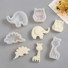 卡通猫头鹰、大象、长颈鹿、恐龙香薰蜡烛模具 DIY动物香薰石石膏硅胶模具 - 白色 - 查看 1