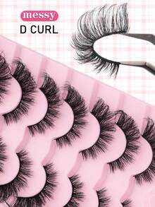7对3D蓬松仿貂毛假睫毛，精致浓密，卷翘自然，适合节日、万圣节、圣诞节等各种场合，猫眼造型 - 濃密款 - 查看 4