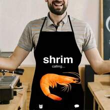 1PC Funny Shrimp Calling Pattern Kitchen Apron Creative Phone Call Interface Printed Cooking Waist Apron Unisex Oil-Proof Household Cooking Apron - B - View 10