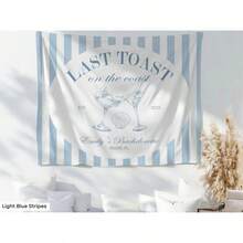 Custom Beach Bachelorette Party Banner Decor Last Toast On The Coast Tapestry Sign Seashell Cocktail Martini Bach Weekend Photo Backdrop - 柔和的藍綠色 - 查看 2