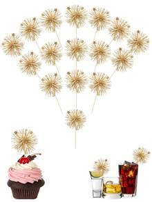 5/10/20 buc. Decoruri pentru cupcake cu sclipici auriu, cu artificii, decorațiuni pentru tort de ziua de naștere, stele, flori cu sclipici, agitatoare pentru băuturi, aculețe pentru fructe, accesorii pentru petreceri studențești - Multicolor - Vizualizare 1