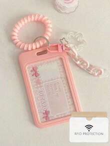 Móc khóa mặt dây chuyền hình ngôi sao màu hồng trong suốt, kẹp thẻ/ảnh, kẹp thẻ ID trong suốt, móc khóa trang trí hình bánh macaron bằng acrylic tự làm, dây buộc tóc co giãn màu thạch có nắp trượt tháo rời, móc khóa - Nhiều màu - Xem 8