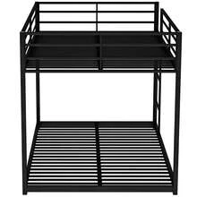 Contemporary Full Over Full Metal Bunk Bed - Low Profile Design With Integrated Ladder, Ideal For Small Spaces 77.2"L X 56"W X 53.7"H - Black - View 7
