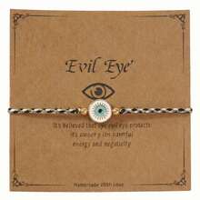 时尚简约蓝眼手链，辟邪手链，金属珠手链，辟邪卡片，可调节黑色编织手链，幸运手链，宗教手链，情侣手链，朋友手链，生日礼物，家庭礼物，周年纪念礼物 - 彩色 - 查看 9