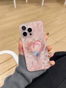 加厚透明防摔UV喷漆粉色TPU手机壳，饰有个性化油画蕾丝蝴蝶爱心图案，兼容 17/17 Air/17 Pro/17 Pro Max、16/16 Plus/16 Pro/16 Pro Max、15/15 Plus/15 Pro/15 Pro Max、14/14 Plus/14 Pro/14 Pro Max、13 Mini/13/13 Pro/13 Pro Max、Galaxy系列 - 彩色 - 查看 6