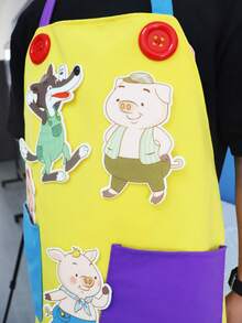 hoojojo 1 件创意围裙，毛毡围裙，蓝色，黄色，儿童围裙，围裙戏剧，亲子互动道具，教育用品，讲故事道具，配套毛毡卡片，互动游戏道具，家庭，教室，派对，教学辅助用品 - 彩色 - 查看 12