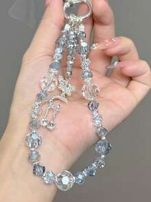 Icy Beaded Phone Lanyard - Shimmering Fairy Style Phone Pendant, Transparent Glittering Phone Accessory - Multicolor - View 4