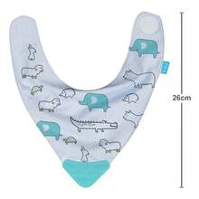 Bandana Babador Com Mordedor Algodão Animais 15284 - Buba - Azul bebê - Visão 3