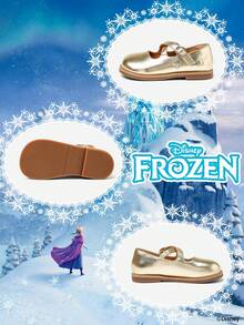 Disney 1 双冰雪奇缘艾莎、安娜、阿伦黛尔公主儿童鞋，舒适防滑透气，适合日常和户外穿着（儿童平底鞋、女童鞋、公主鞋、女王鞋） - 金色 - 查看 4