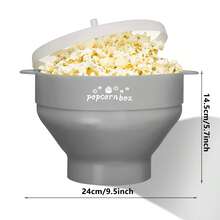 1pc HOTPOR Microwave Popcorn Popper Bowl, Silicone Material, Heat Resistant Popcorn Maker, Dishwasher, Multiple Colors Available, 3L Large Capacity, Suitable For Family Use - Multicolor - View 7