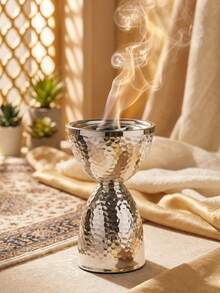 Elegant & Fashionable Aromatherapy Burner, Luxury Hammered Metal Design Incense Holder, Sophisticated Aroma Diffuser, Home Decor In Silver/Gold/Black - Hand-hammered Pattern - View 8
