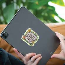 1/3/5 片装花叶图案锯齿边缘贴纸，适用于水瓶和笔记本电脑，趣味可爱乙烯基贴纸，一次性使用，光面 - A - 查看 6