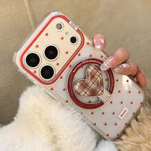 GUCADI 1pc Transparent Magnetic Heart-Shaped Grip + Cherry Cocoa Heart-Shaped Magnetic Phone Stand, Compatible With IPhone 17 Pro Max, 16, 15, 13 Soft Case, Creative, Retro, Geometric, Korean Style, Minimalist, Niche, Ins Style - Clear - View 10