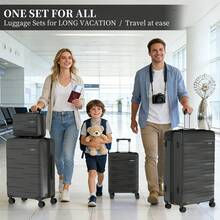 YSTYLE 4-Piece Hardside Luggage Set (12/20/24/28 Inches), With Scratch-Resistant And Impact-Resistant ABS Shells, Spacious Design And Four 360-Degree Spinner Wheels - Black - View 2